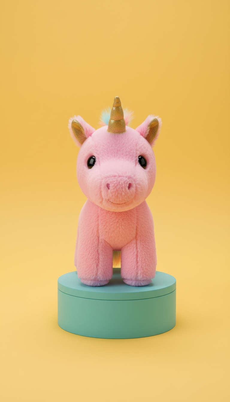 Bubblegum Pink Plush Unicorn with Sparkly Horn