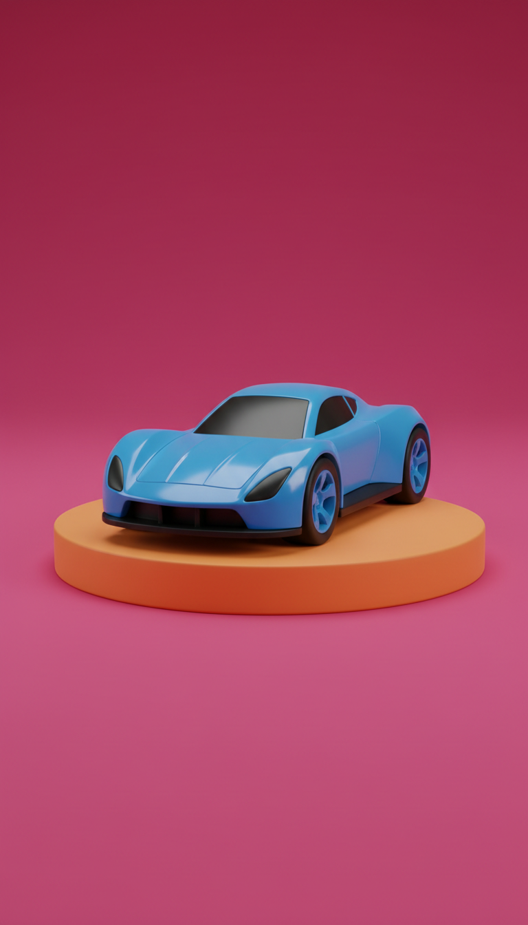 Electric Blue Race Car with Pull-Back Action